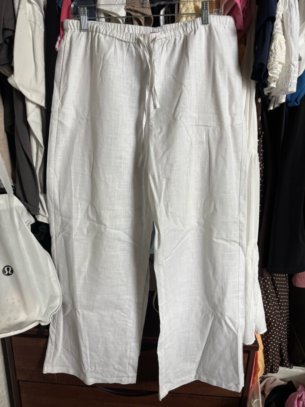 Edikted White Drawstring Linen-Blend Men’s Chinos